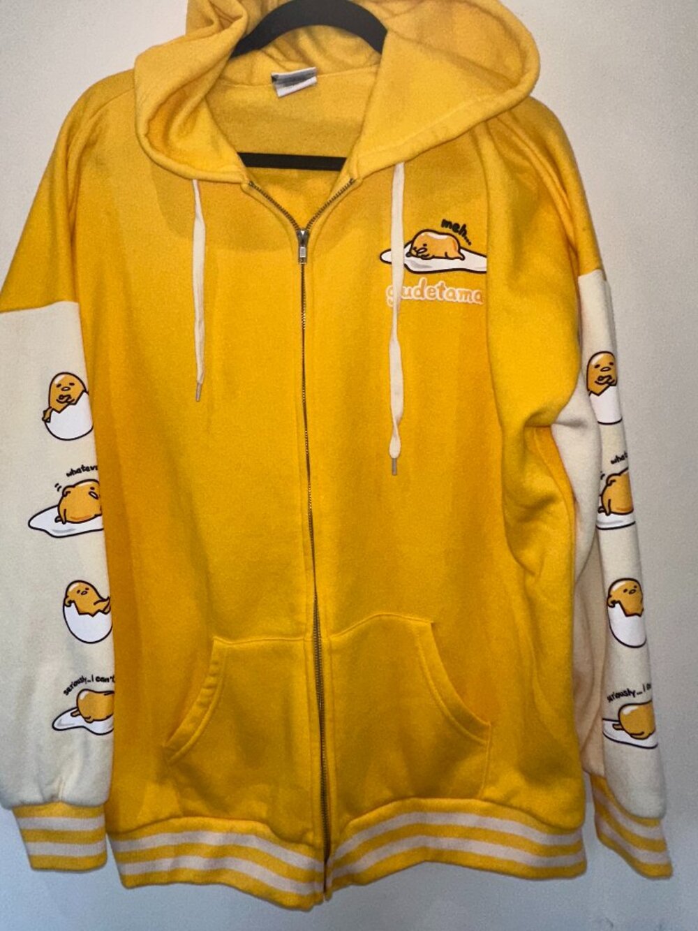 Sanrio Gudetama 100% Lazy Yellow Zip Up Hoodie